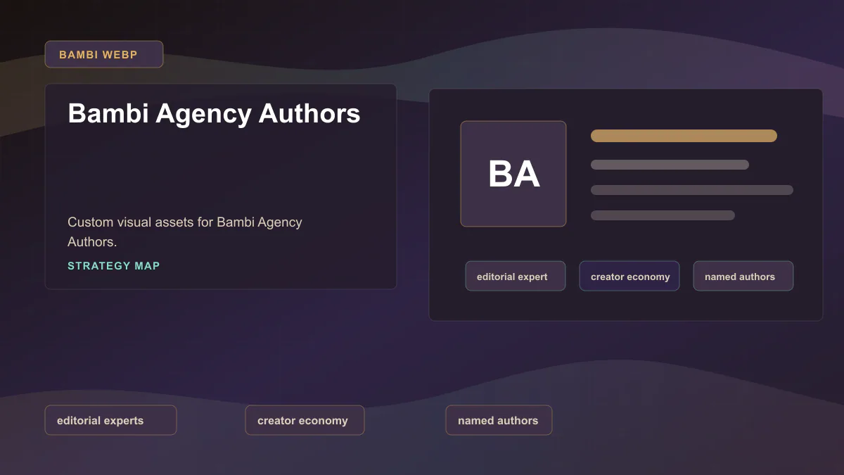 Bambi Agency Authors - Strategy map Generated WebP visual for Bambi Agency Authors showing strategy map context for editorial experts, creator economy, named authors.