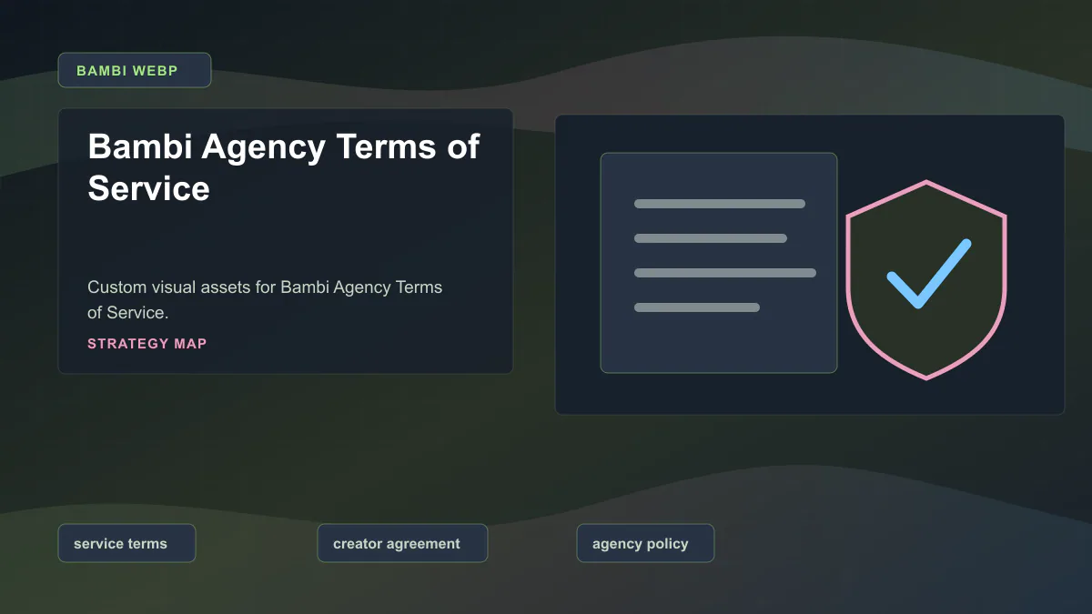 Bambi Agency Terms of Service - Strategy map Generated WebP visual for Bambi Agency Terms of Service showing strategy map context for service terms, creator agreement, agency policy.